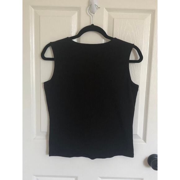Ann Taylor Black Tank with Crochet Detail Work Top Cotton: Medium - Picture 3 of 5